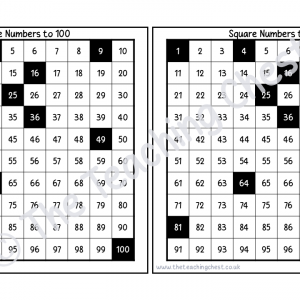 Number Square - Square Numbers (Monochrome)