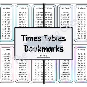 Times Tables Bookmarks 10x