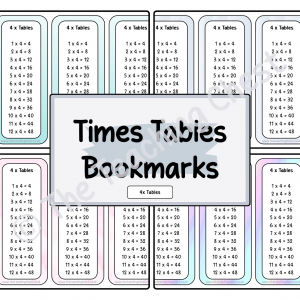 Times Tables Bookmarks 4x