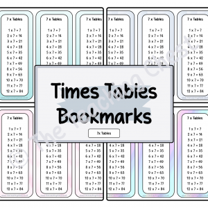 Times Tables Bookmarks 7x
