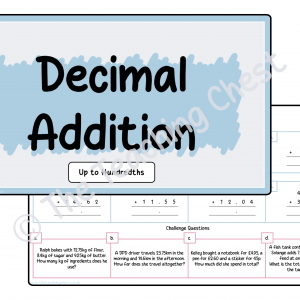 Addition Worksheet - Hundredths