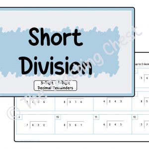 Short Division Worksheet - 3-Digits (Decimal Remainders)