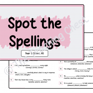 Spot the Spellings - Year 5 (Sheet A)