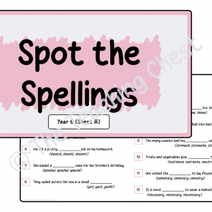 Spot the Spellings - Year 6 (Sheet A)