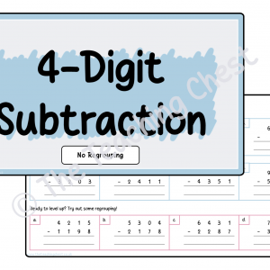 Subtraction Worksheet - 4-Digits (No Regrouping)