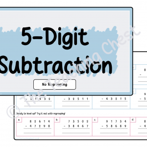 Subtraction Worksheet - 5-Digits (No Regrouping)