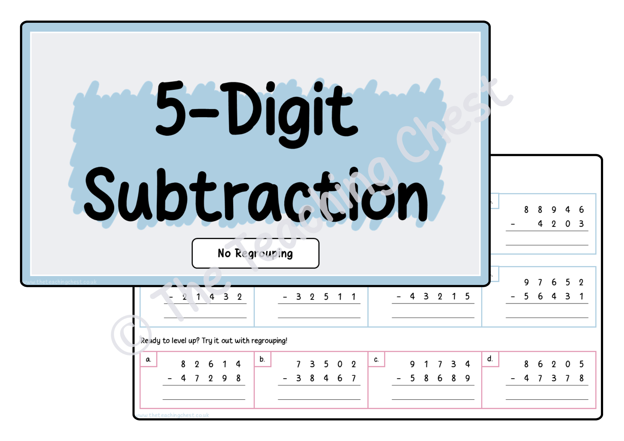 Subtraction Worksheet - 5-Digits (No Regrouping)