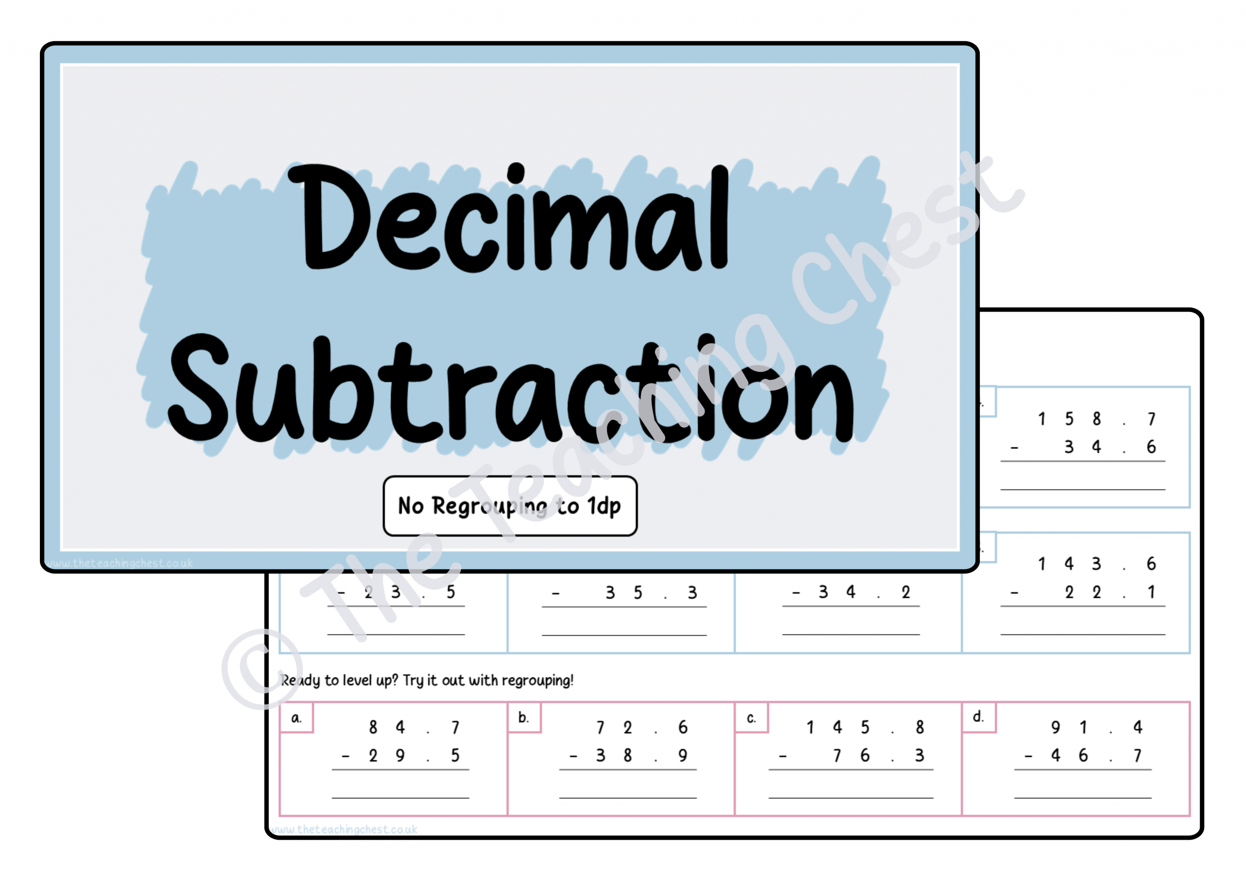Subtraction Worksheet - Tenths (No Regrouping)