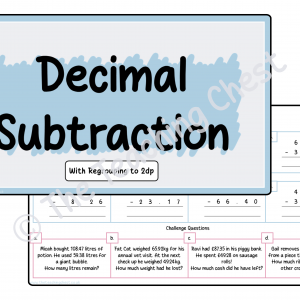 Subtraction Worksheet - Hundredths (With Regrouping)