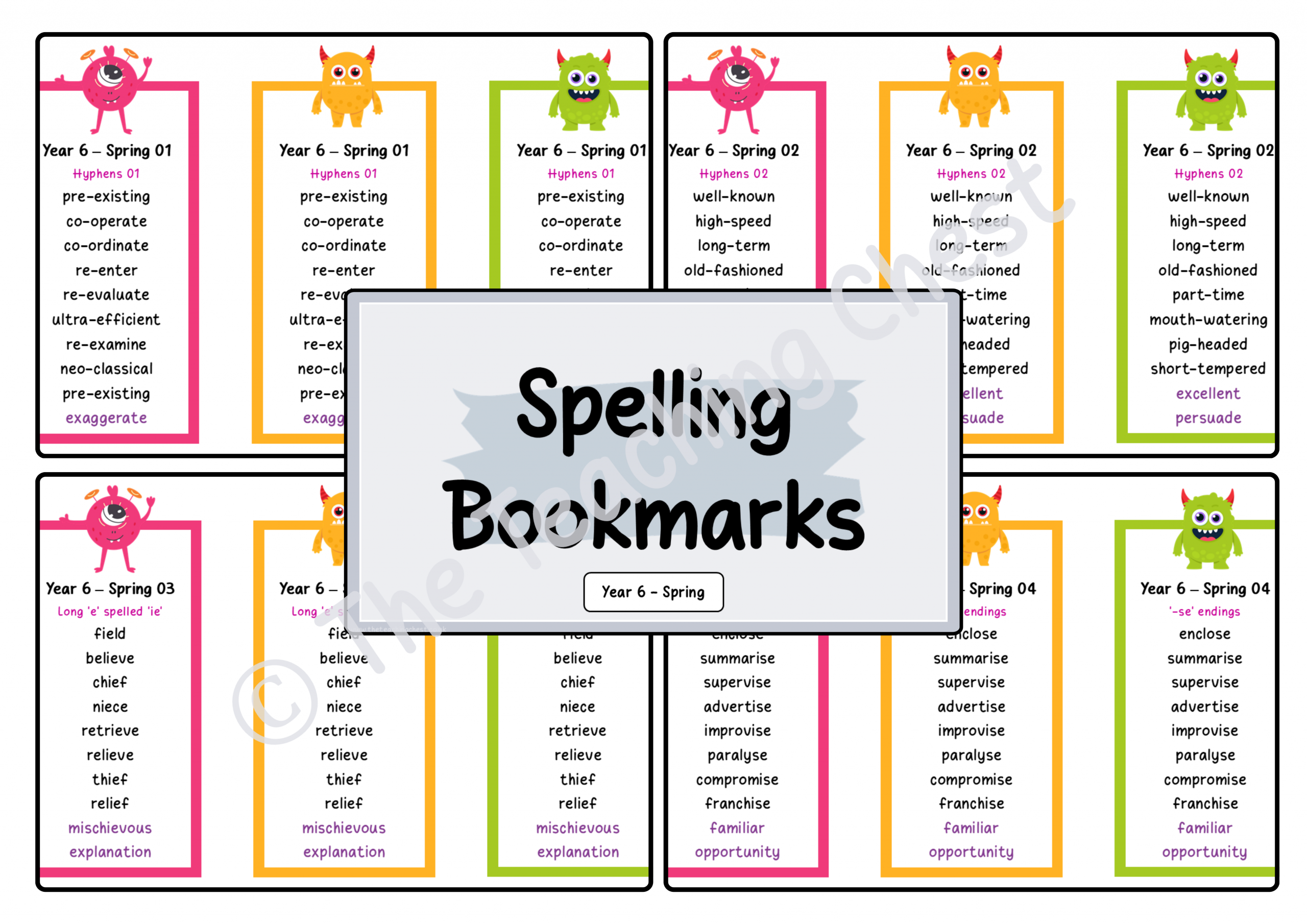 Year 6 - Spelling Bookmarks (Spring)
