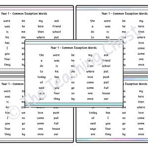 Common Exception Word Mat - Year 1